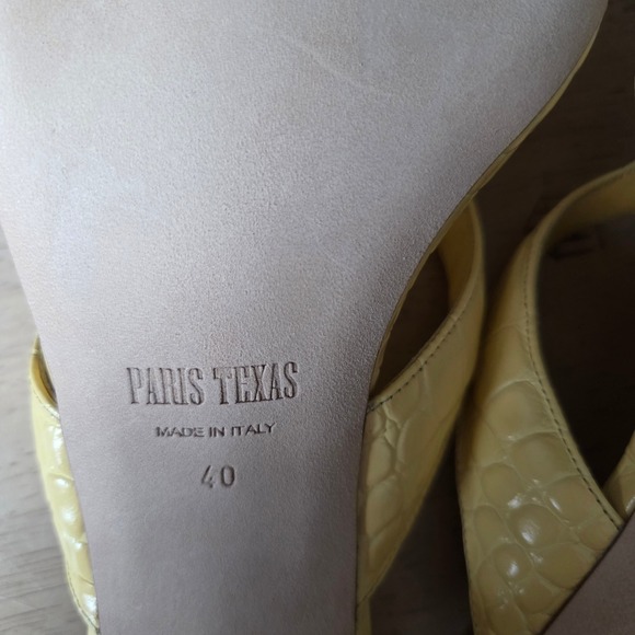 NIB Paris Texas Embossed Croc Portofino Thong Mule Banana Yellow Heels EU40 US10 - Picture 9 of 15